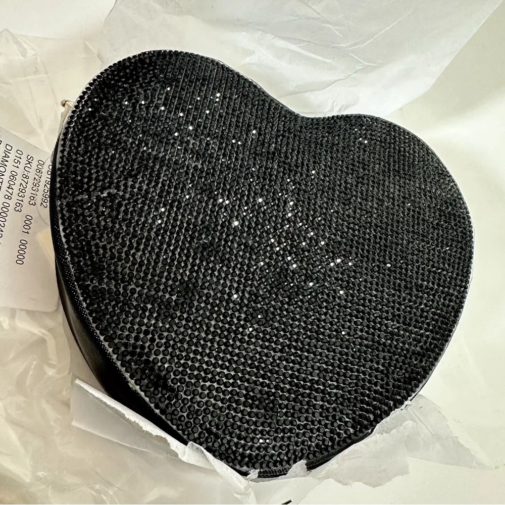 Kimchi Blue Diamonte Heart Baguette Bag in Black